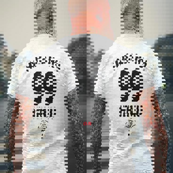 Have A Nice Hakuju 白寿 誕生日 誕生日おめでとう ネタ ジョーク ギャグ お笑い ツッコミ おもしろ メンズTシャツ バックプリント 高齢者への贈り物