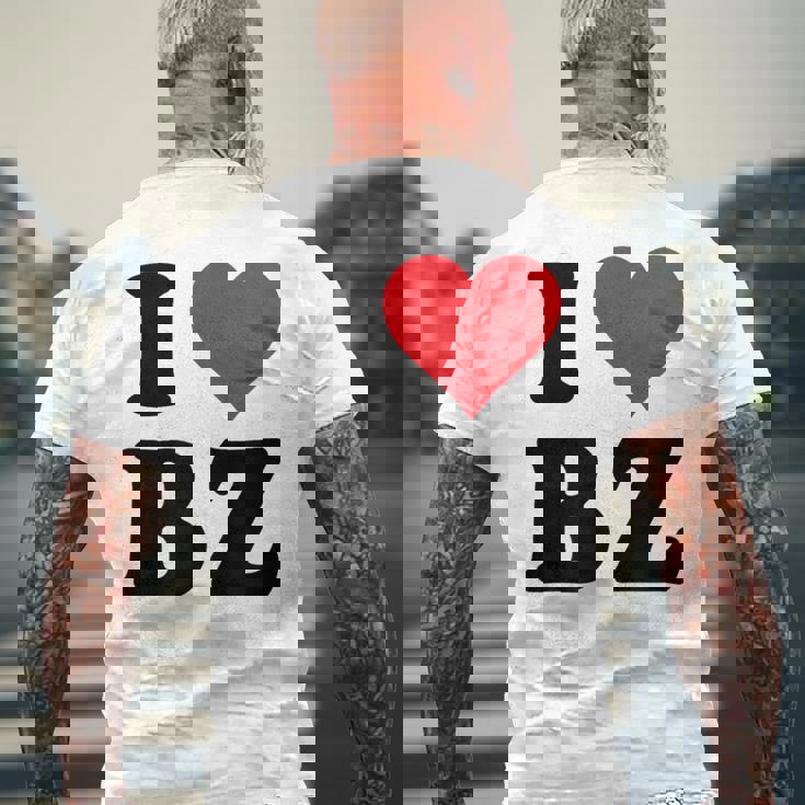 I Heart Bz イニシャル I Love BZ 姓 B Z メンズTシャツ バックプリント 高齢者への贈り物