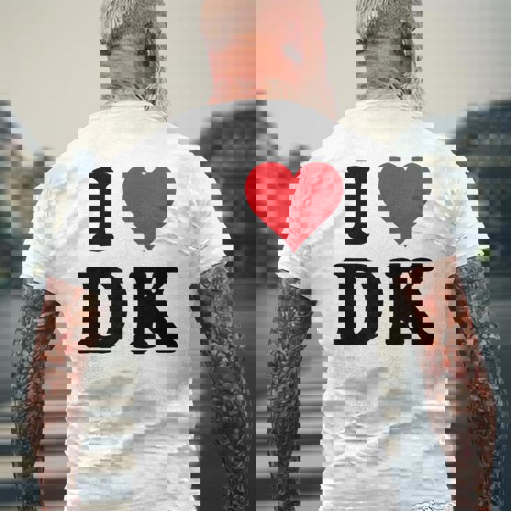 I Heart Dk Initials I Love DK First And Last Name D K メンズTシャツ バックプリント 高齢者への贈り物
