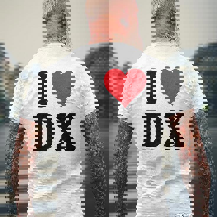 I Heart Dx Initials I Love DX First And Last Name D X メンズTシャツ バックプリント 高齢者への贈り物