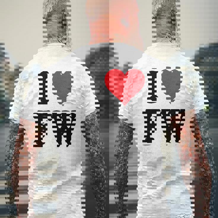 I Heart Fw Initials I Love FW First And Last Name F W メンズTシャツ バックプリント 高齢者への贈り物