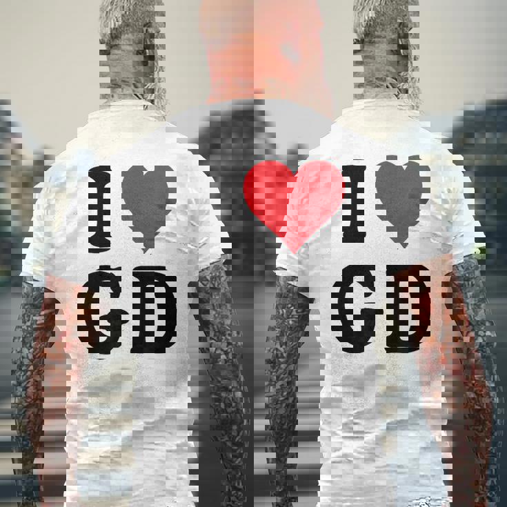 I Heart Gd Initials I Love GD First And Last Name G D メンズTシャツ バックプリント 高齢者への贈り物