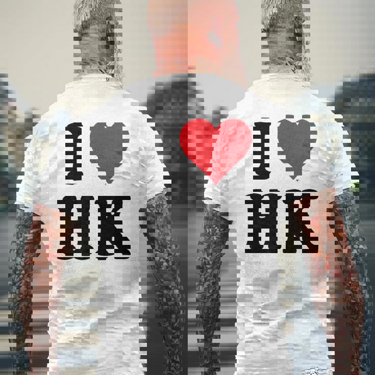 I Heart Hk Initials I Love HK First And Last Name H K メンズTシャツ バックプリント 高齢者への贈り物