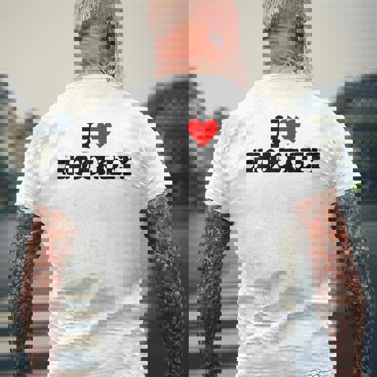 I Heart Hockey メンズTシャツ バックプリント 高齢者への贈り物