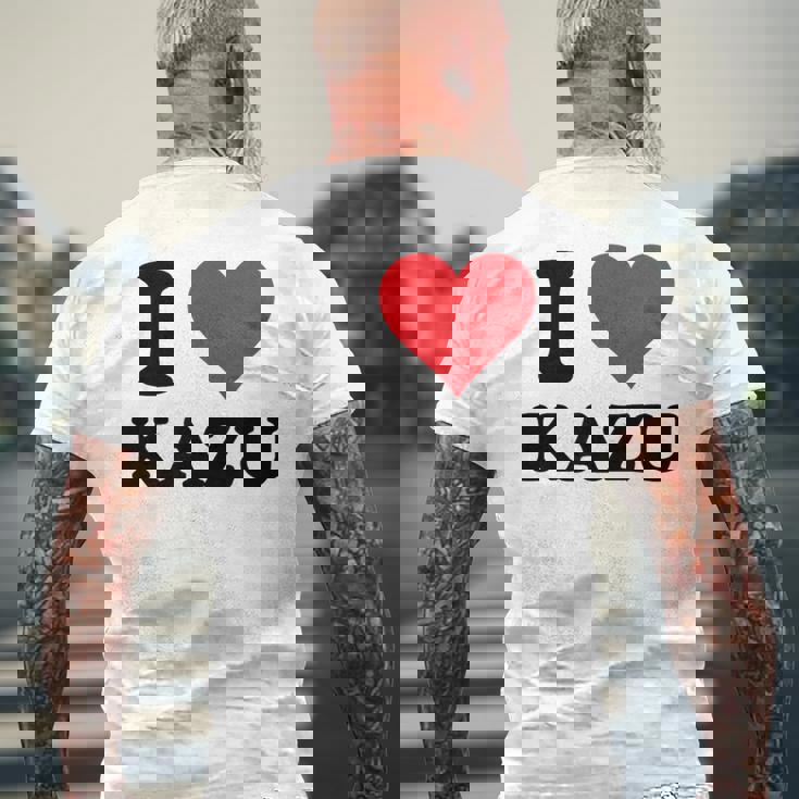 I Heart Kazu 名 I Love パーソナライズ メンズTシャツ バックプリント 高齢者への贈り物