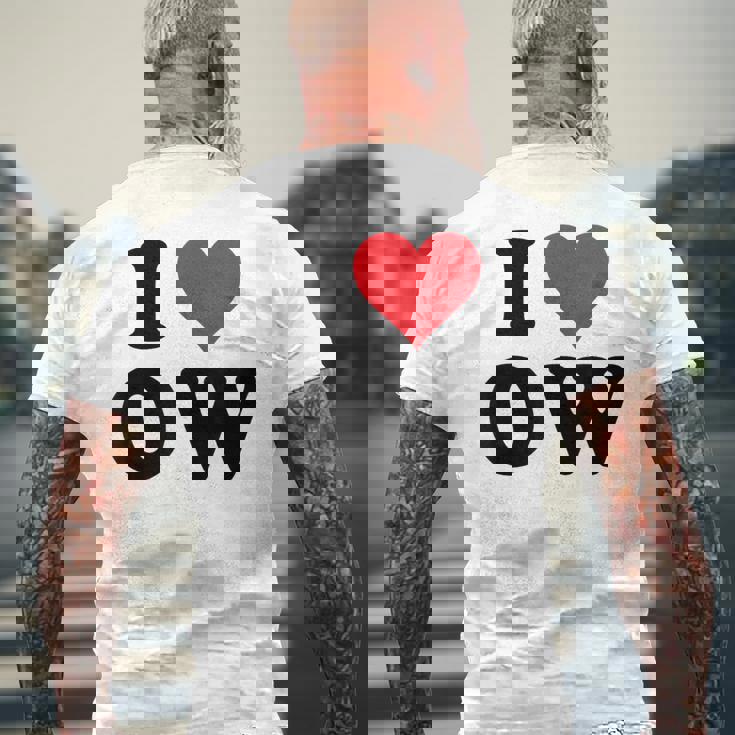 I Heart Ow Initials I Love OW First And Last Name O W メンズTシャツ バックプリント 高齢者への贈り物