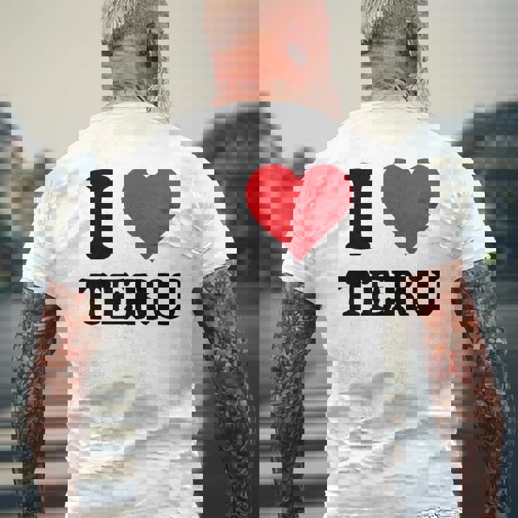 I Heart Teru 名 I Love パーソナライズ メンズTシャツ バックプリント 高齢者への贈り物