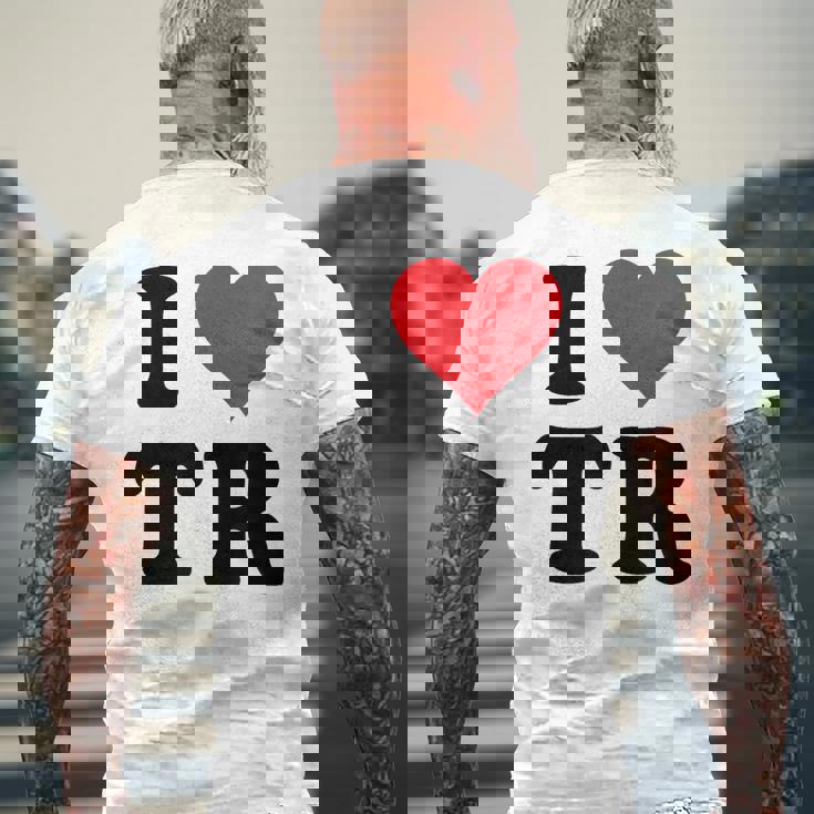 I Heart Tr Initials I Love TR First And Last NameR メンズTシャツ バックプリント 高齢者への贈り物