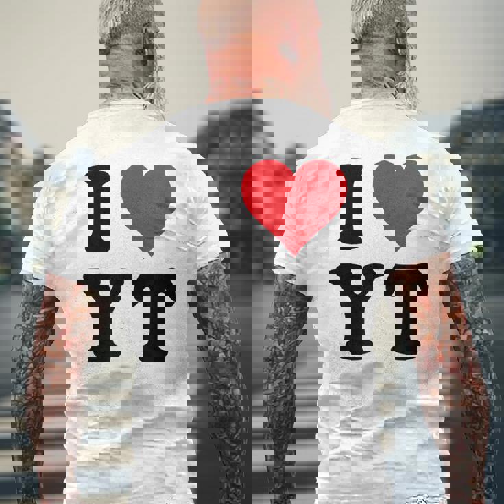 I Heart Yt Initials I Love YT First And Last Name YメンズTシャツ バックプリント 高齢者への贈り物