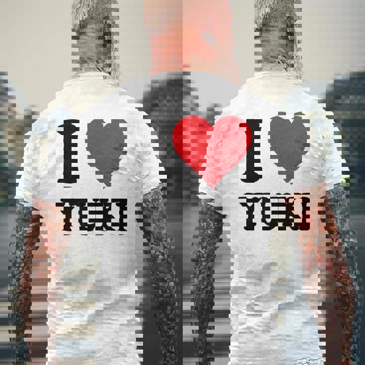 I Heart Yukiファーストネーム I Love パーソナライズ メンズTシャツ バックプリント 高齢者への贈り物