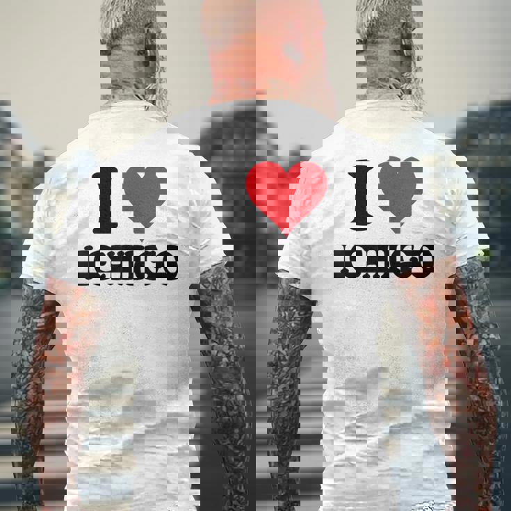 I Heart いちご ファーストネーム I Love パーソナライズ メンズTシャツ バックプリント 高齢者への贈り物