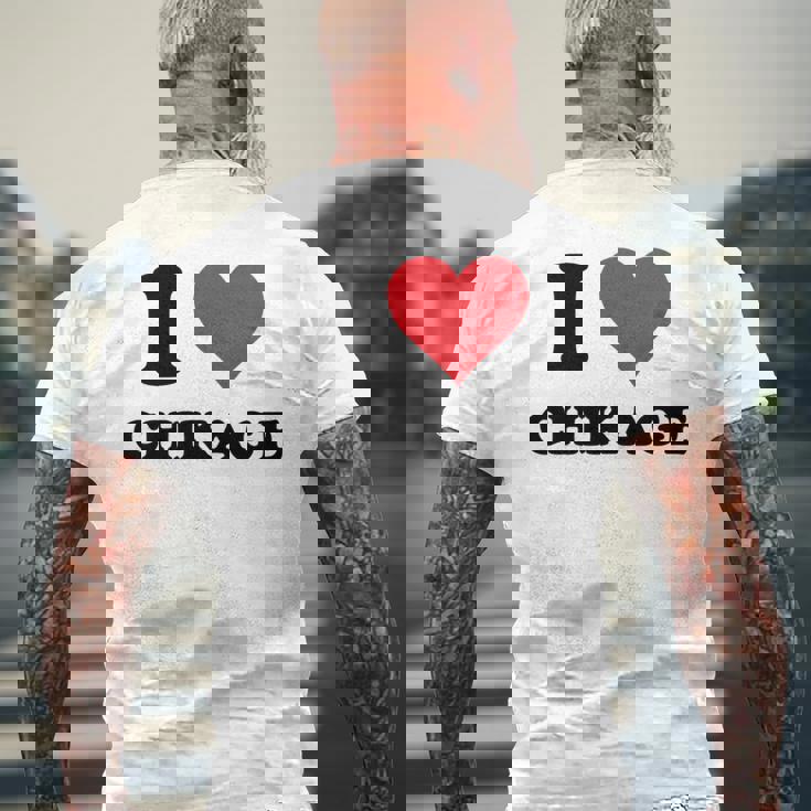 I Heart ちかげ 名 I Love パーソナライズ 長袖tシャツ メンズTシャツ バックプリント 高齢者への贈り物