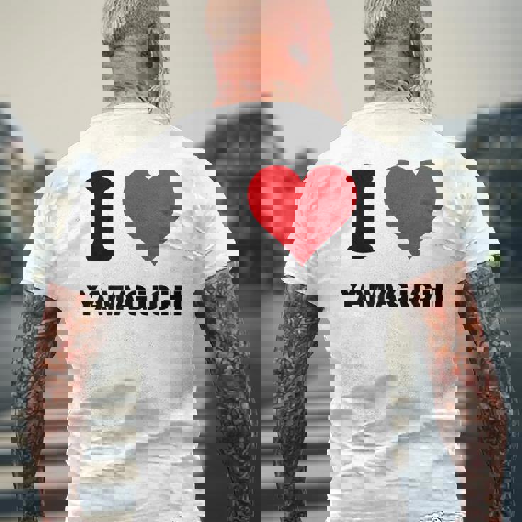 I Heart 山口 Japan Love 日本土産 メンズTシャツ バックプリント 高齢者への贈り物