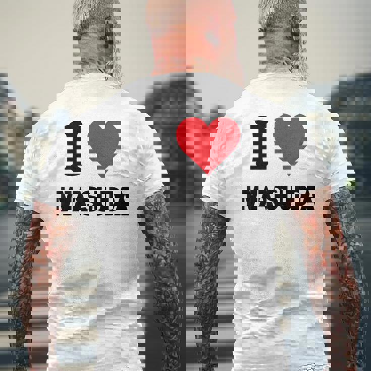 I Heart 益田ジャパンラブ 日本のお土産品 メンズTシャツ バックプリント 高齢者への贈り物