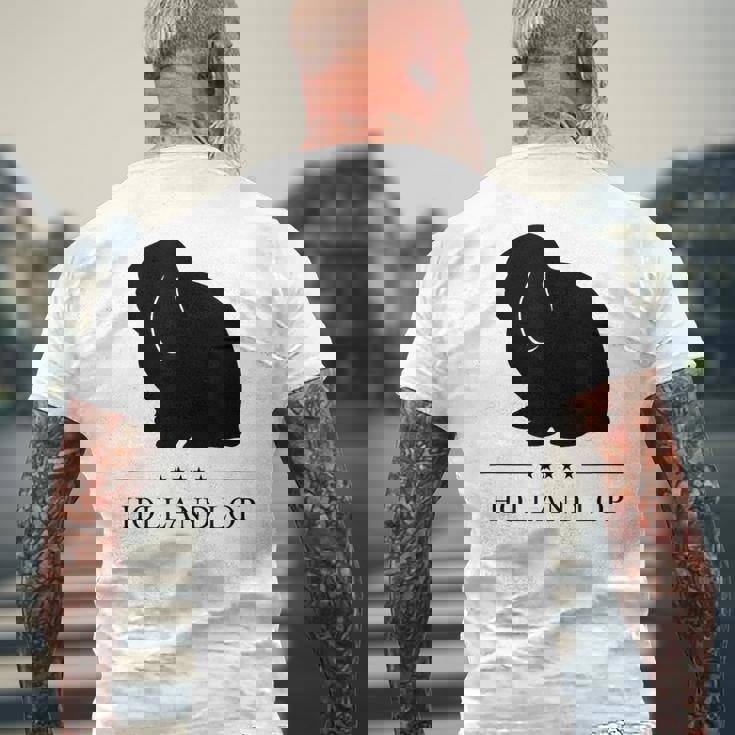 Holland Lop Rabbitブラックシルエット メンズTシャツ バックプリント 高齢者への贈り物