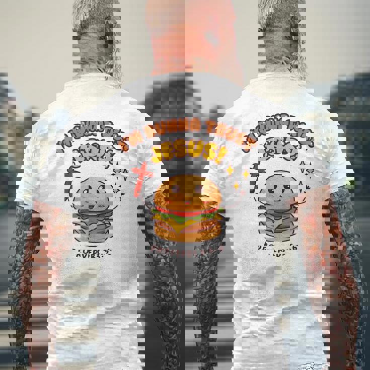 I'm Bunna Trust Jesus 箴言 クリスチャンハンバーガーしゃれ メンズTシャツ バックプリント 高齢者への贈り物