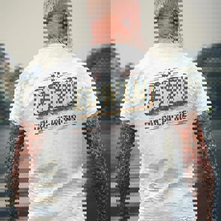 I'm Edwin Doing Edwin Things Edwin 名前 メンズTシャツ バックプリント 高齢者への贈り物