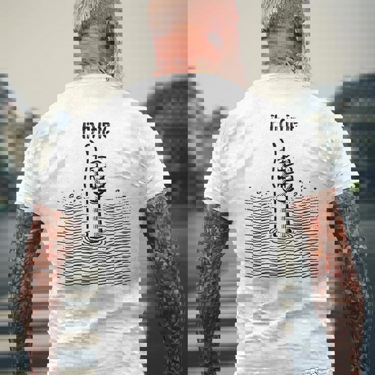 I'm Fine Thumbs Drowning Up メンズ レディース 皮肉なユーモア ジョーク メンズTシャツ バックプリント 高齢者への贈り物