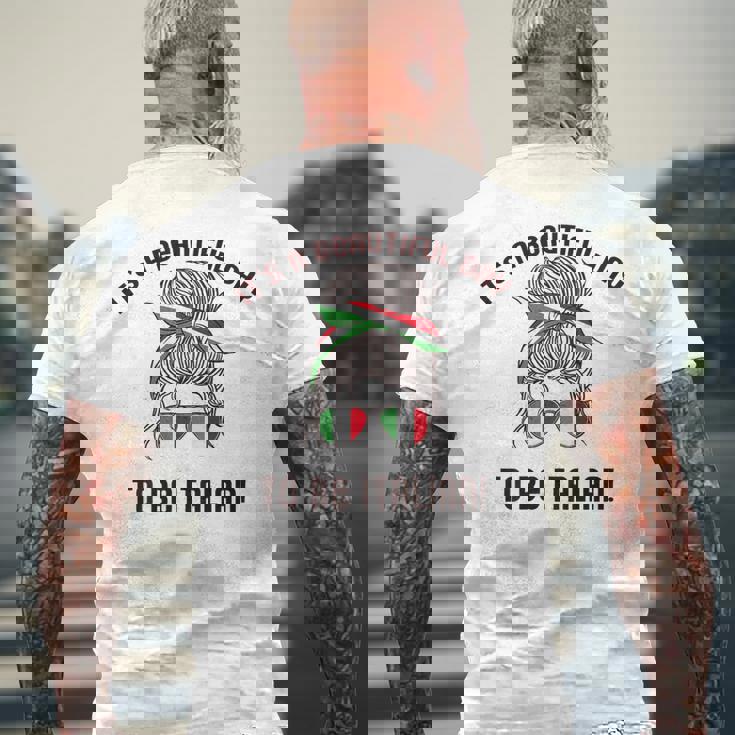 It's A Beautiful Day To Be Italian イタリア国旗 ミーム 背面に メンズTシャツ バックプリント 高齢者への贈り物