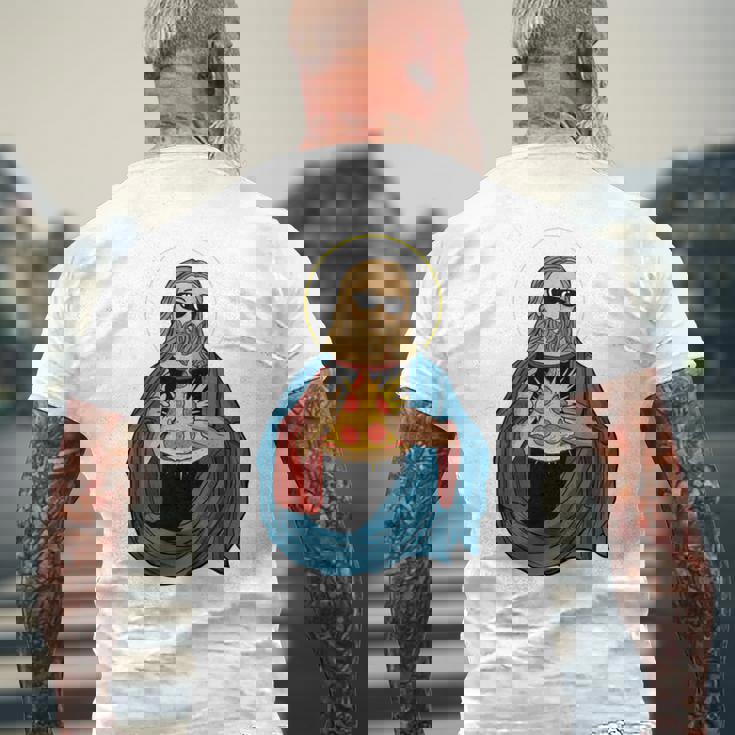 Jesus Holding A Pizza 長袖tシャツ メンズTシャツ バックプリント 高齢者への贈り物