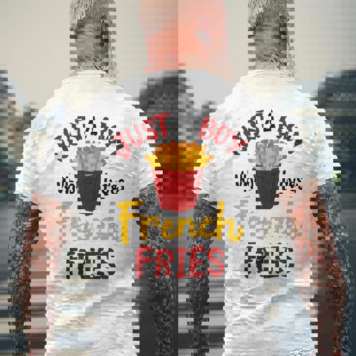 Just A Boy Who Loves French Fries フライドポテト じゃがいも ヴィーガン メンズTシャツ バックプリント 高齢者への贈り物