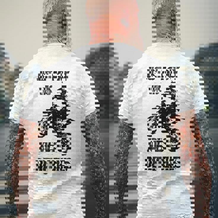 メンズ Just A Guy Who Loves ダートバイク 面白い モトクロス メンズTシャツ バックプリント 高齢者への贈り物