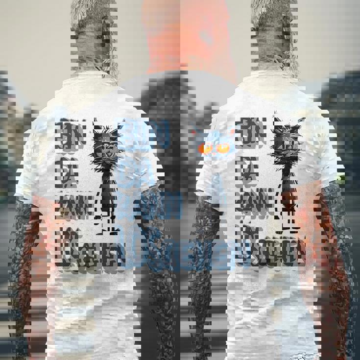 Katze Bin Da 'T Losgehen ファニーステートメントキャット メンズTシャツ バックプリント 高齢者への贈り物