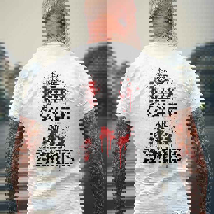 Keep Calm And Kill Zombies Carry Bloodplatter On メンズTシャツ バックプリント 高齢者への贈り物