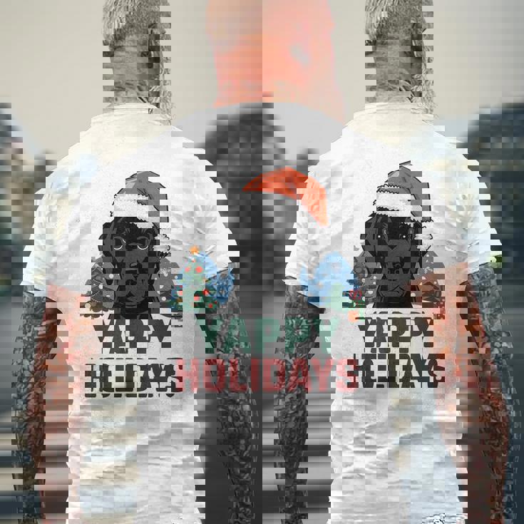 Lab クリスマス ラブラドールレトリバー Yappy Holidays Dog メンズTシャツ バックプリント 高齢者への贈り物