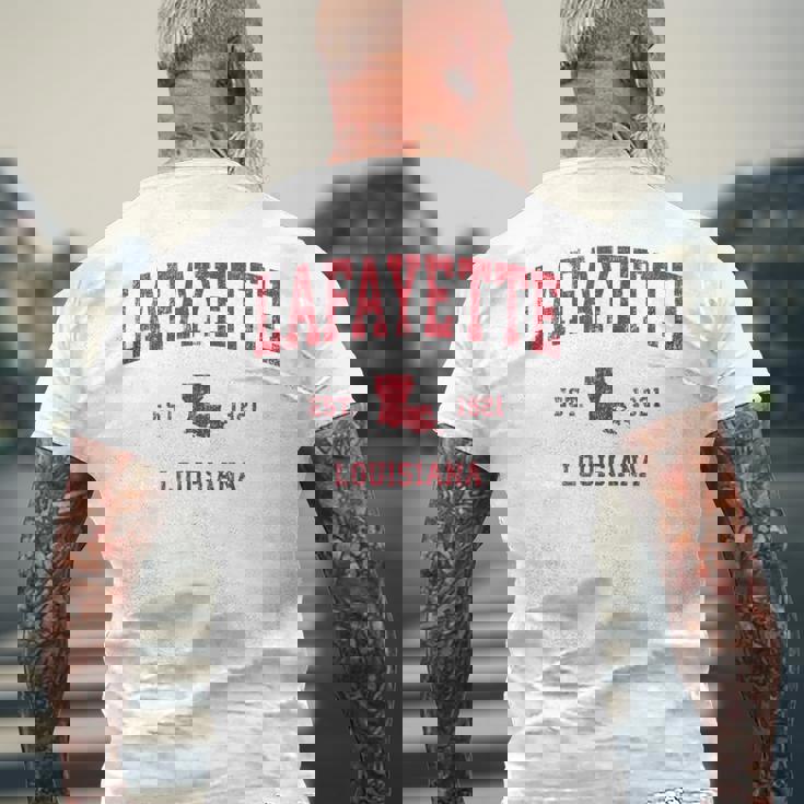 Lafayette ルイジアナ Laビンテージスポーツデザイン レッドプリント メンズTシャツ バックプリント 高齢者への贈り物