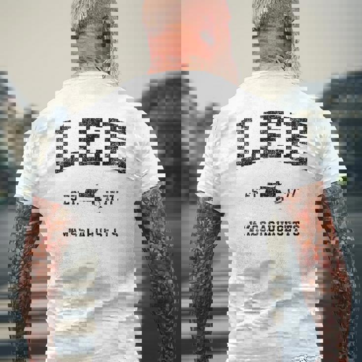 Lee Massachusetts Ma ビンテージ スポーツ デザイン ブラックプリント メンズTシャツ バックプリント 高齢者への贈り物