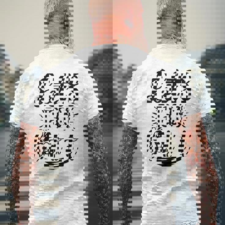 Let's Taco Bout It 面白い メキシコ料理 タコス シンコ・デ・マヨ メンズTシャツ バックプリント 高齢者への贈り物