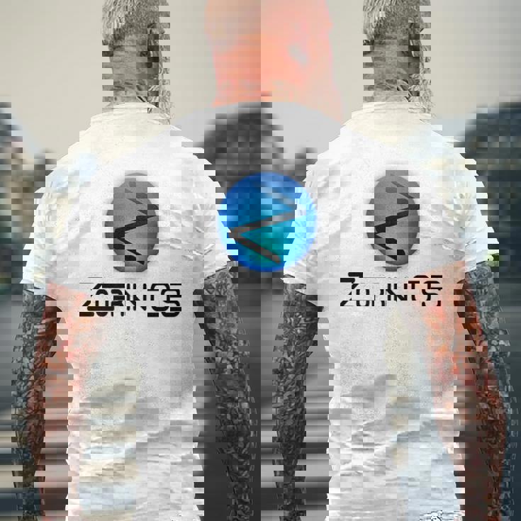 Linux Zorin Os タグラインとロゴ入り オープンソースos メンズTシャツ バックプリント 高齢者への贈り物