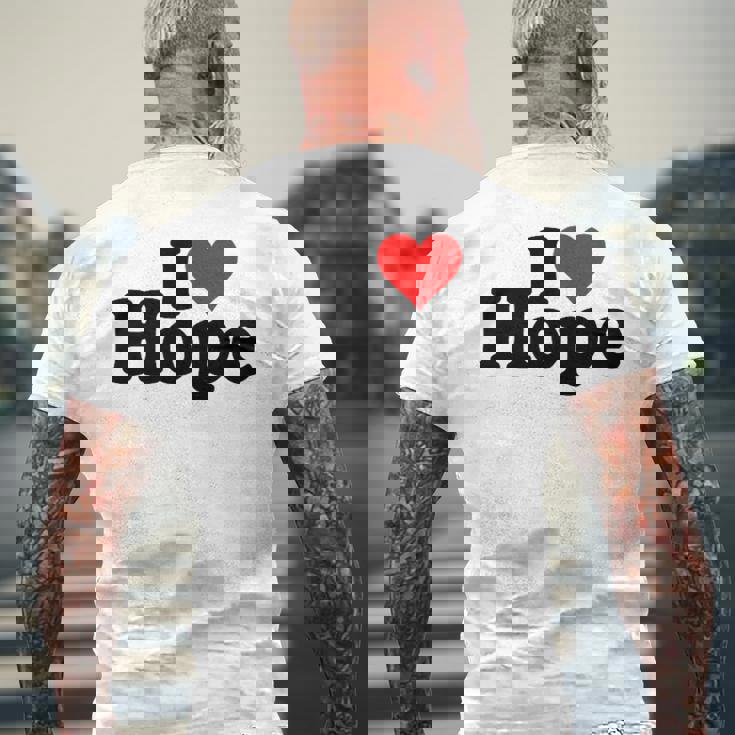 I Love Heart Hope Namee On A メンズTシャツ バックプリント 高齢者への贈り物