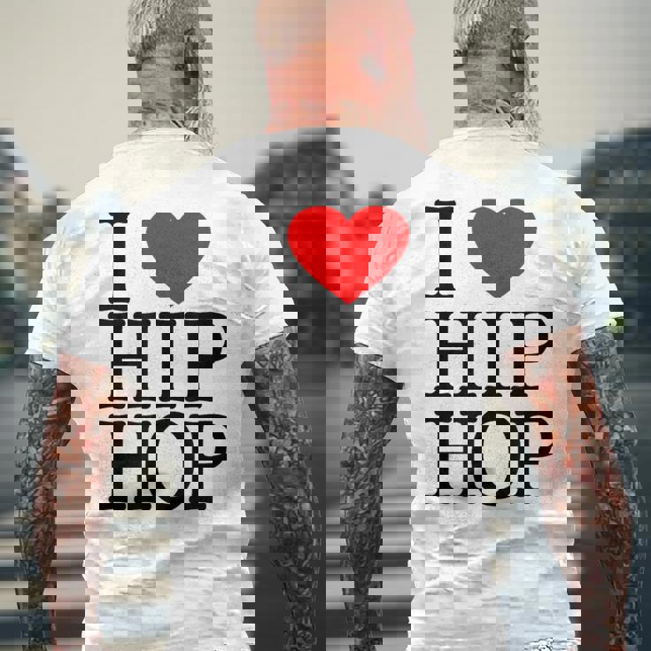 I Love Hip Hop ハート ラップ&ヒップホップファン メンズTシャツ バックプリント 高齢者への贈り物