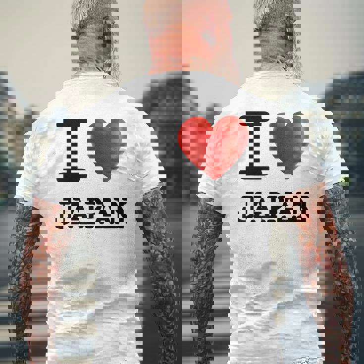 I Love Japan お土産 観光ハート メンズTシャツ バックプリント 高齢者への贈り物