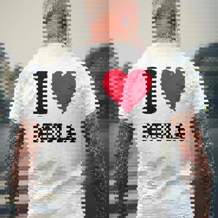 I Love Mula メンズTシャツ バックプリント 高齢者への贈り物