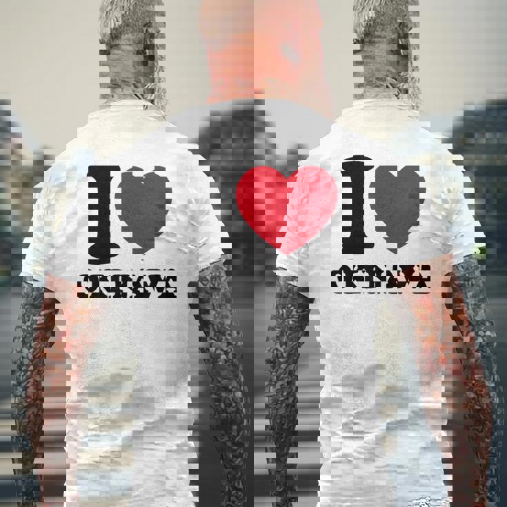 I Love Okinawa アイラブ 沖縄 メンズ 琉球 お土産 旅行 メンズTシャツ バックプリント 高齢者への贈り物