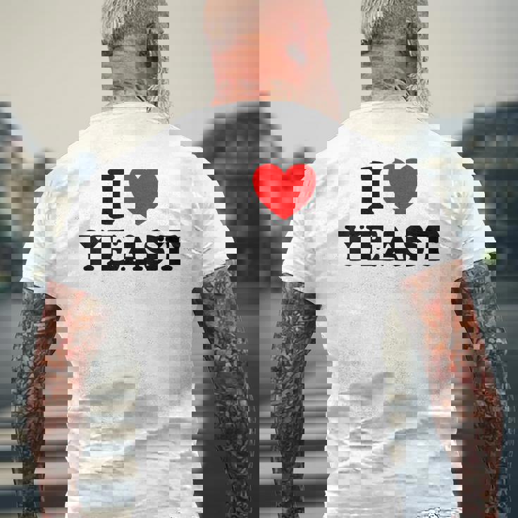 I Love Yeast 面白くてかわいい栄養パン屋フードヌーチファン メンズTシャツ バックプリント 高齢者への贈り物