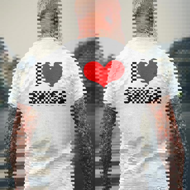 I Lovehiga 愛 ハート 滋賀 滋賀県 日本 お土産 かわいい おしゃれ メンズTシャツ バックプリント 高齢者への贈り物