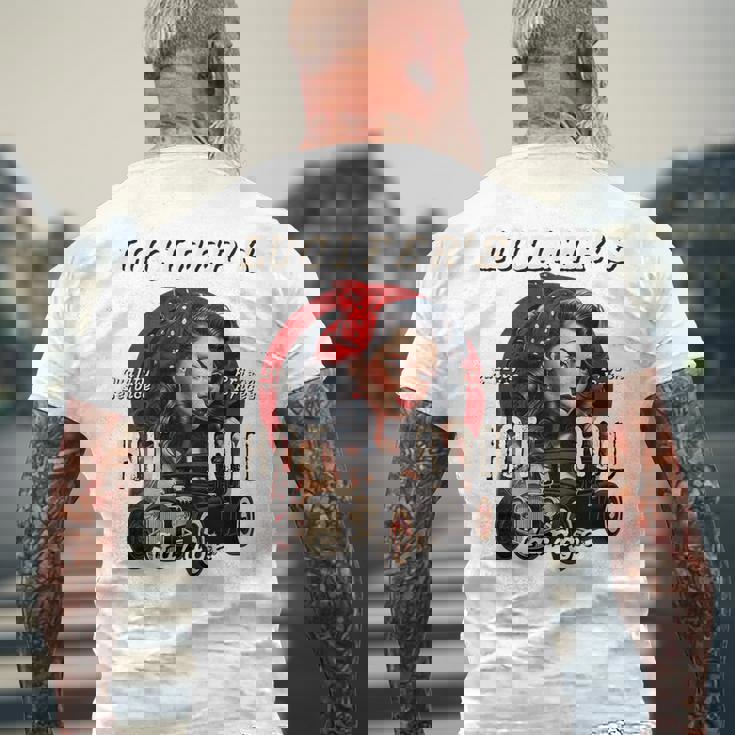 Lucifer's スーパーホットロッド ピンナップガール ロカビリー ガレージ レトロ メンズTシャツ バックプリント 高齢者への贈り物