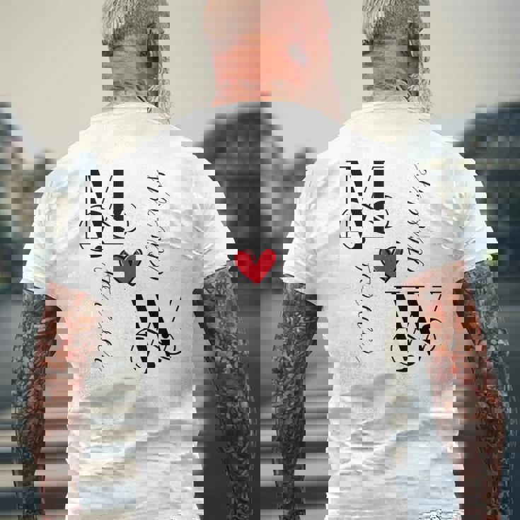 M&W カップル イニシャル 結婚式 記念日 新築祝い メンズTシャツ バックプリント 高齢者への贈り物