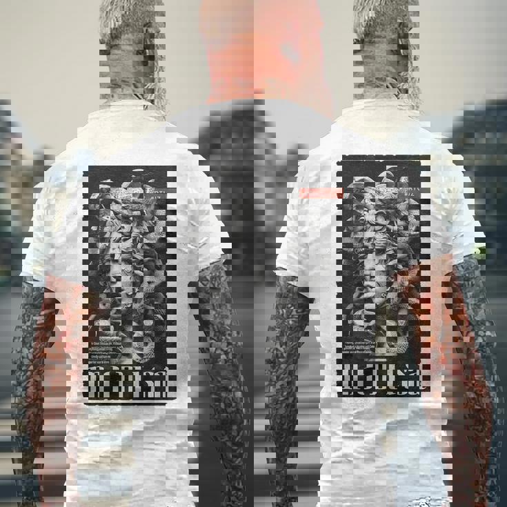 Medusa Backprint 女神の蛇 ギリシャ神話 バックプリント メデューサ メンズTシャツ バックプリント 高齢者への贈り物