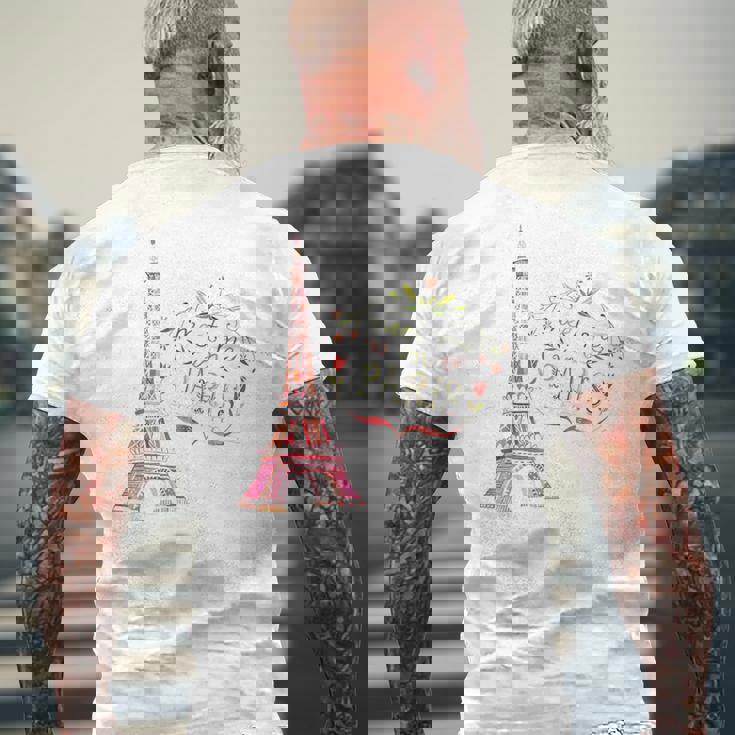 Meet Me In Paris 水彩プリントtシャツ エッフェル塔 メンズTシャツ バックプリント 高齢者への贈り物