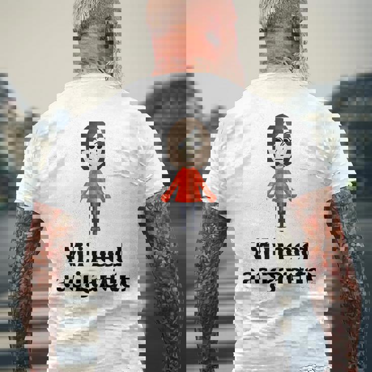 Mii Need A Cigarette Humour メンズ レディース メンズTシャツ バックプリント 高齢者への贈り物