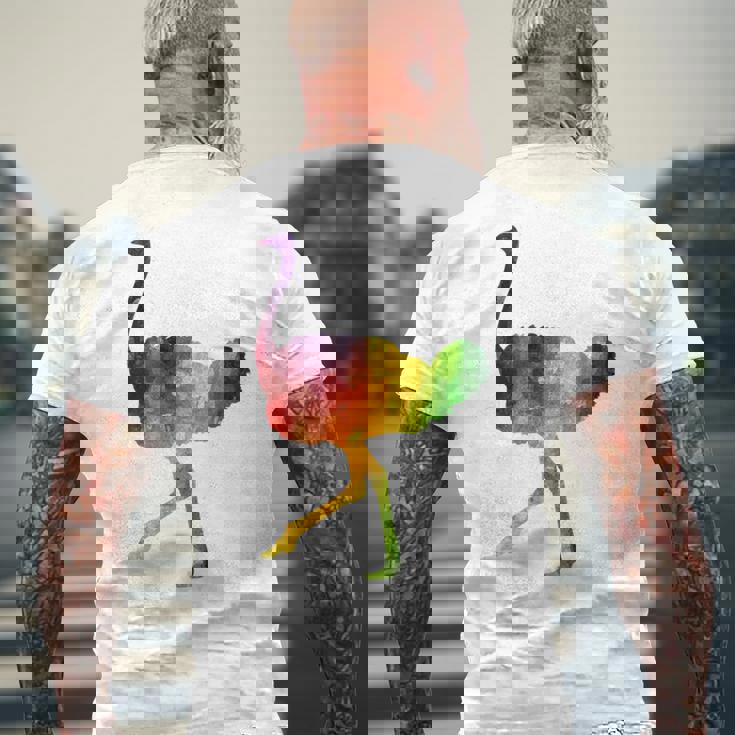 Ostrich African ダチョウ Animal Watercolor Graphic メンズTシャツ バックプリント 高齢者への贈り物