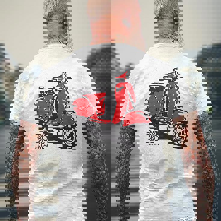 Piaggio クラシックスクーター イタリア製 ピンク メンズTシャツ バックプリント 高齢者への贈り物