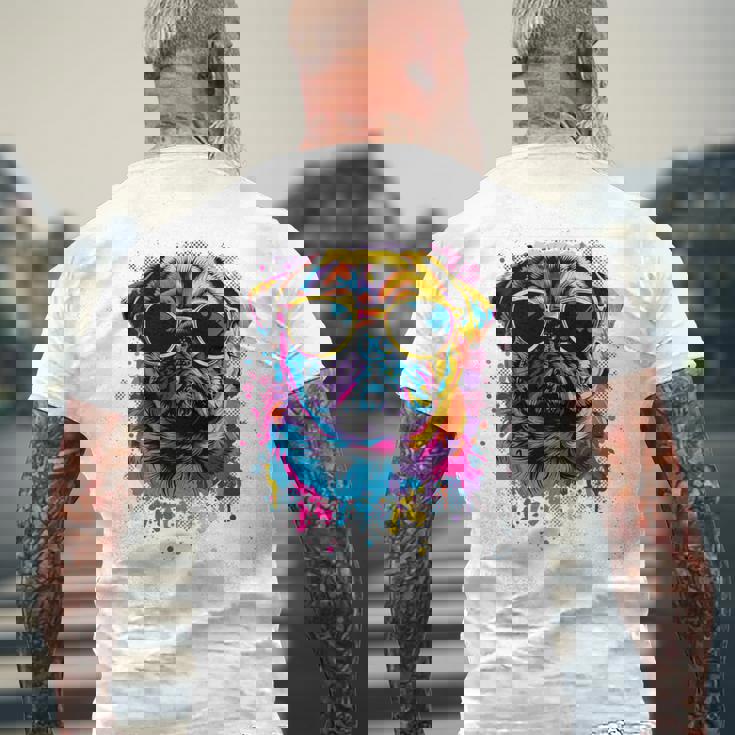 Pug Dog Lovers カラフル ポップアート パグ 長袖tシャツ メンズTシャツ バックプリント 高齢者への贈り物