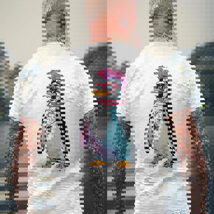 Punkuin 面白い パンクロック パンクロック ペンギン 長袖tシャツ メンズTシャツ バックプリント 高齢者への贈り物