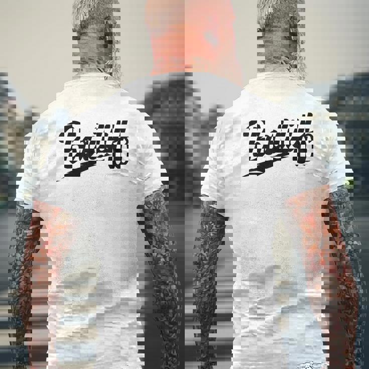 Retrowoosh Job Title Bailiff メンズTシャツ バックプリント 高齢者への贈り物